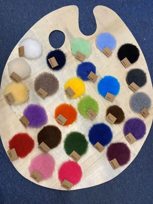 Colour palette of dyed pile fabric samples