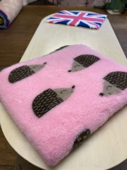 Pink hedgehog pattern vet bedding