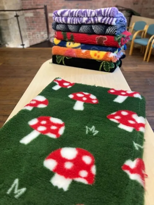 Finished rolls of patterned vet bedding